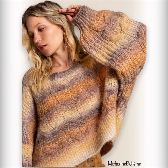 POL Pumpkin Chai Balloon Sleeve Sweater L - Picture 9 of 13